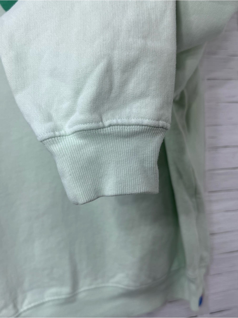 Anthropologie KULE Oversized 70s LOVE Mint Green Comfy Soft Sweatshirt Size Med - Picture 5 of 11